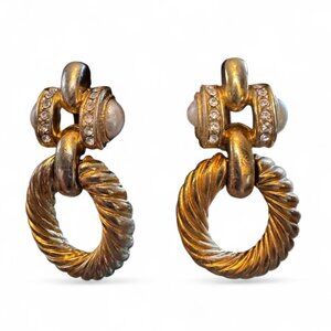 1980s Vintage Rare Door Knocker Clip-on Earrings - 2x1"